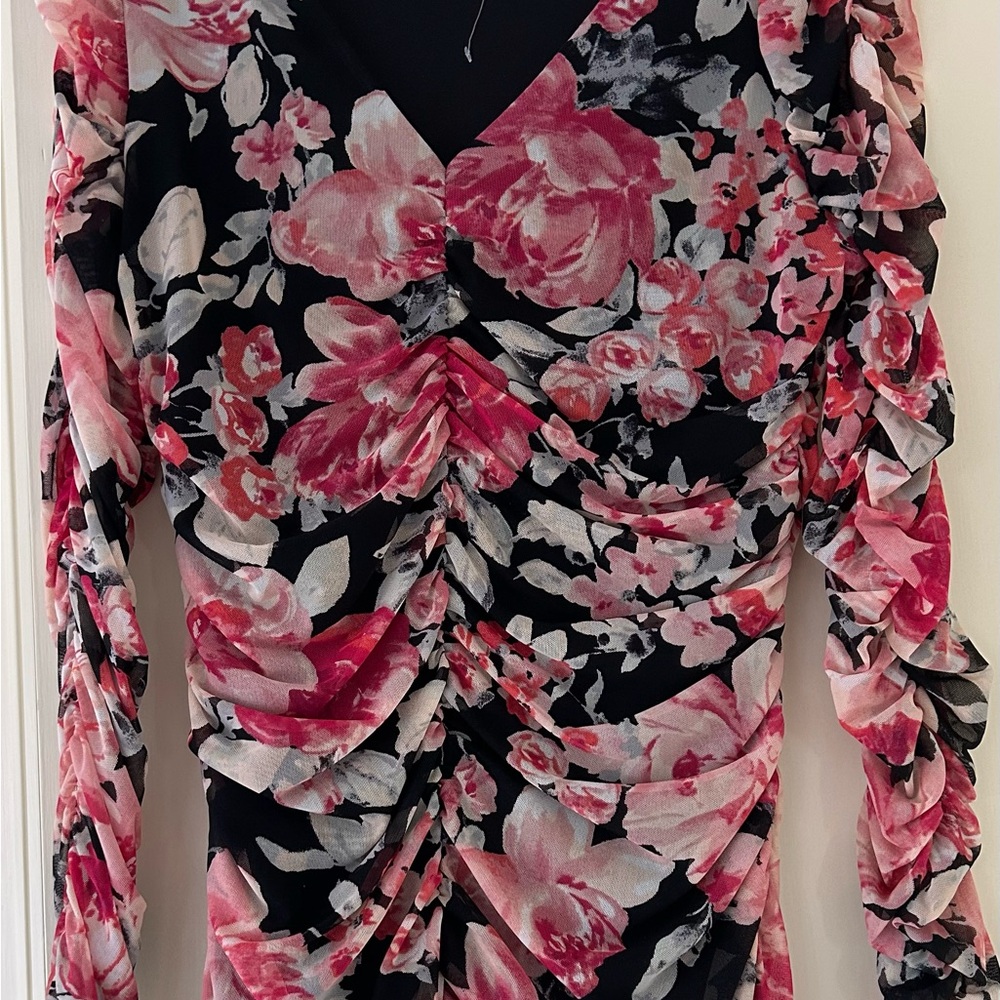 Floral Ruched Long Sleeve Top